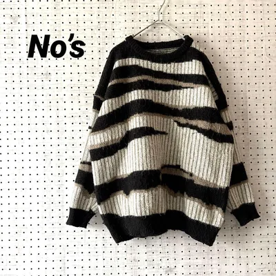 No’s ボーダー ニット M-L オーバーサイズ モノトーン ゆったり