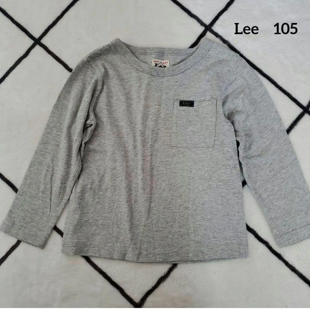 Lee 長袖カットソー 105 グレー 胸ポケット ロンT 薄手