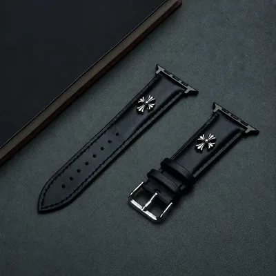 アップルウォッチ シリーズ10 46mm クロス レザーバンド 黒 匿名配送