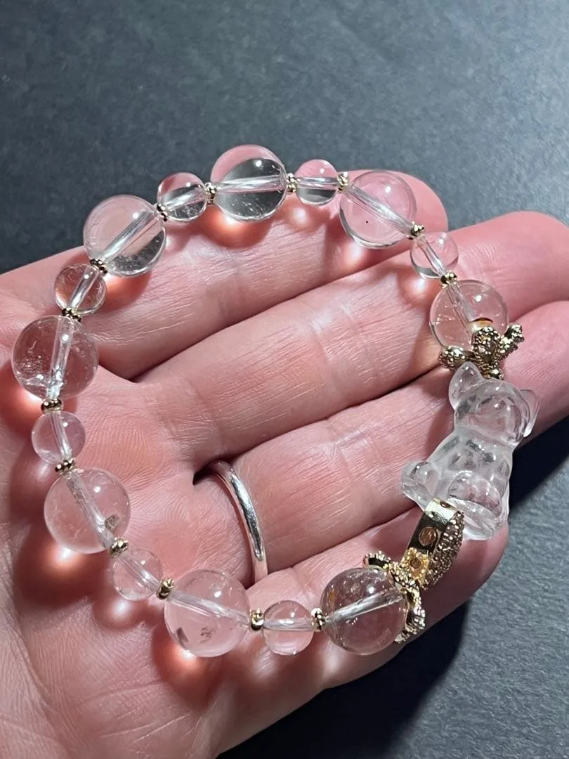 ヒマラヤ水晶と水晶のフレンチブルドックのブレスレット