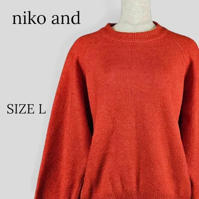 niko and ニコアンド モックネック ニット セーター 赤 L