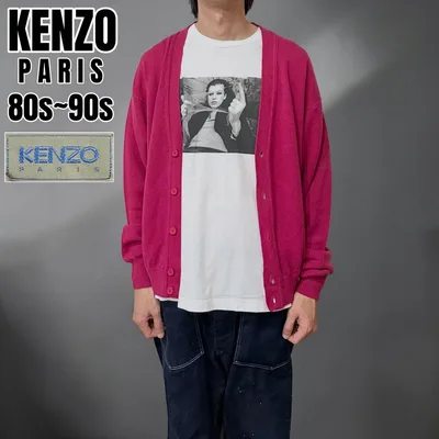 希少 美品 80s~90s KENZO 厚手 ウール ニット カーディガン