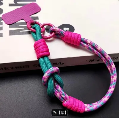 【新品】ハンドストラップ 手首 スマホ 携帯ストラップ パラコード 紫 緑