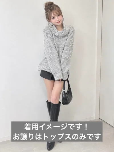 美品 シャギーニット平成ギャルY2K ハイネック タートルネック グレー 激レア