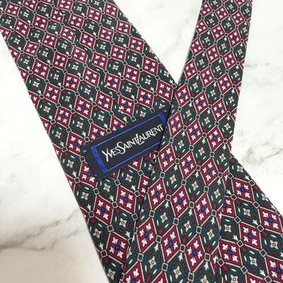 Yves Saint Laurent ネクタイ 総柄 幾何学模様 シルク