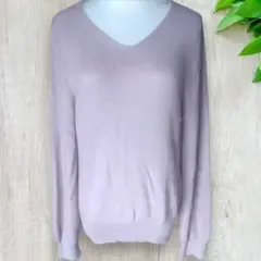 YECCA VECCA Vネック 薄手 リブニット Fサイズ ラベンダー 698