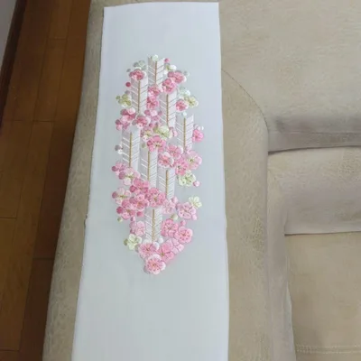 【新品/未使用】花柄刺繍 半襟 ホワイト