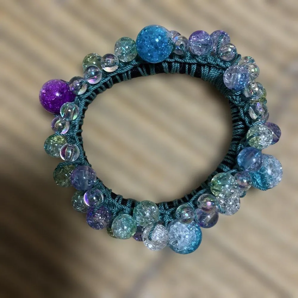 ハンドメイド ビーズシュシュ クラックビーズ