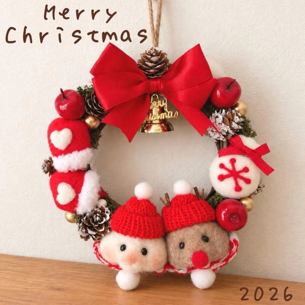 羊毛フェルト ハムスター クリスマス リース