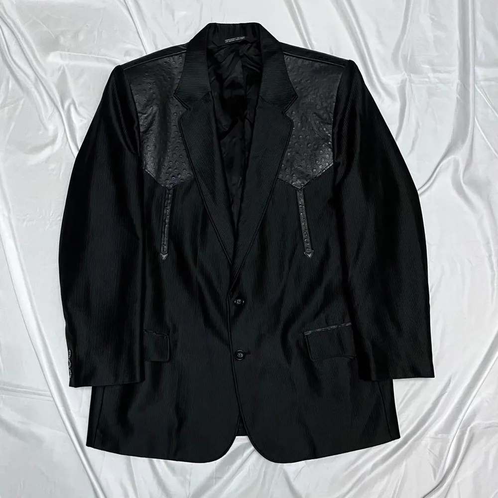 vintage leather western tailored jacket