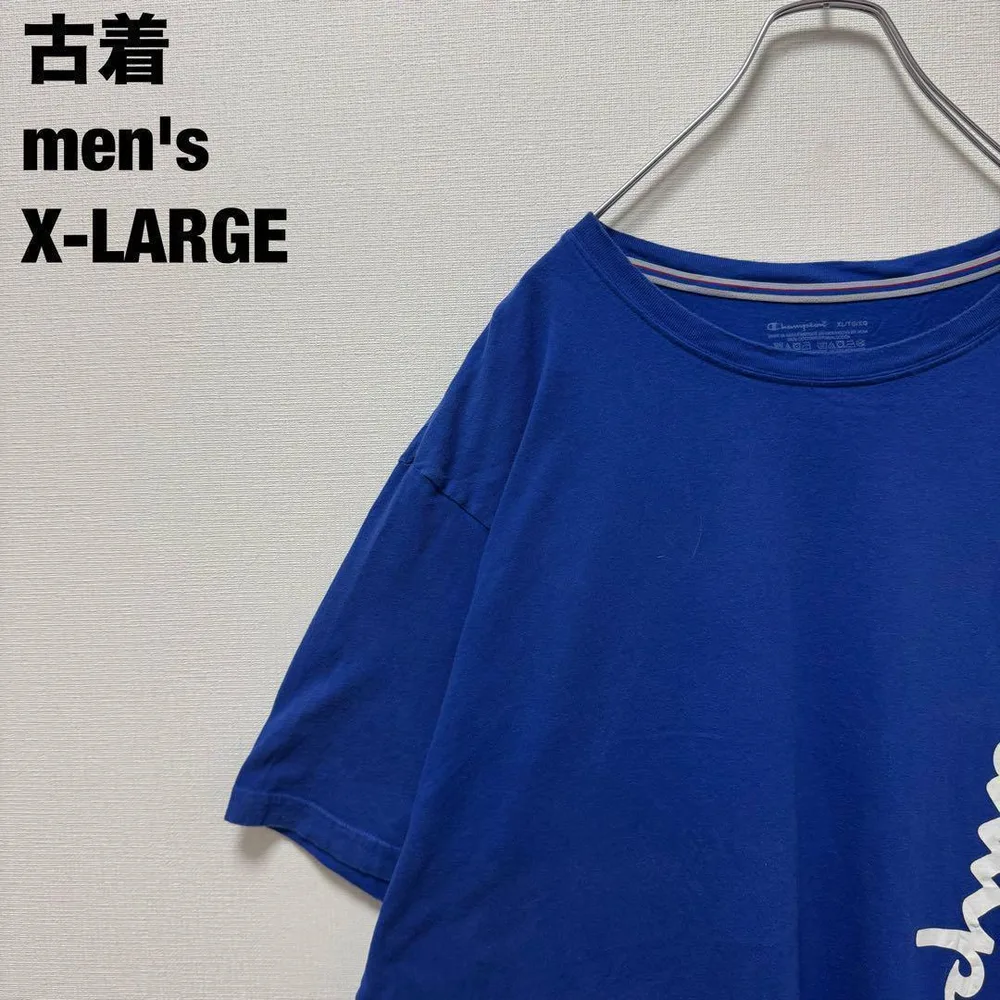 古着 Champion チャンピオン Tシャツ ビッグサイズ ブルー 青 XL