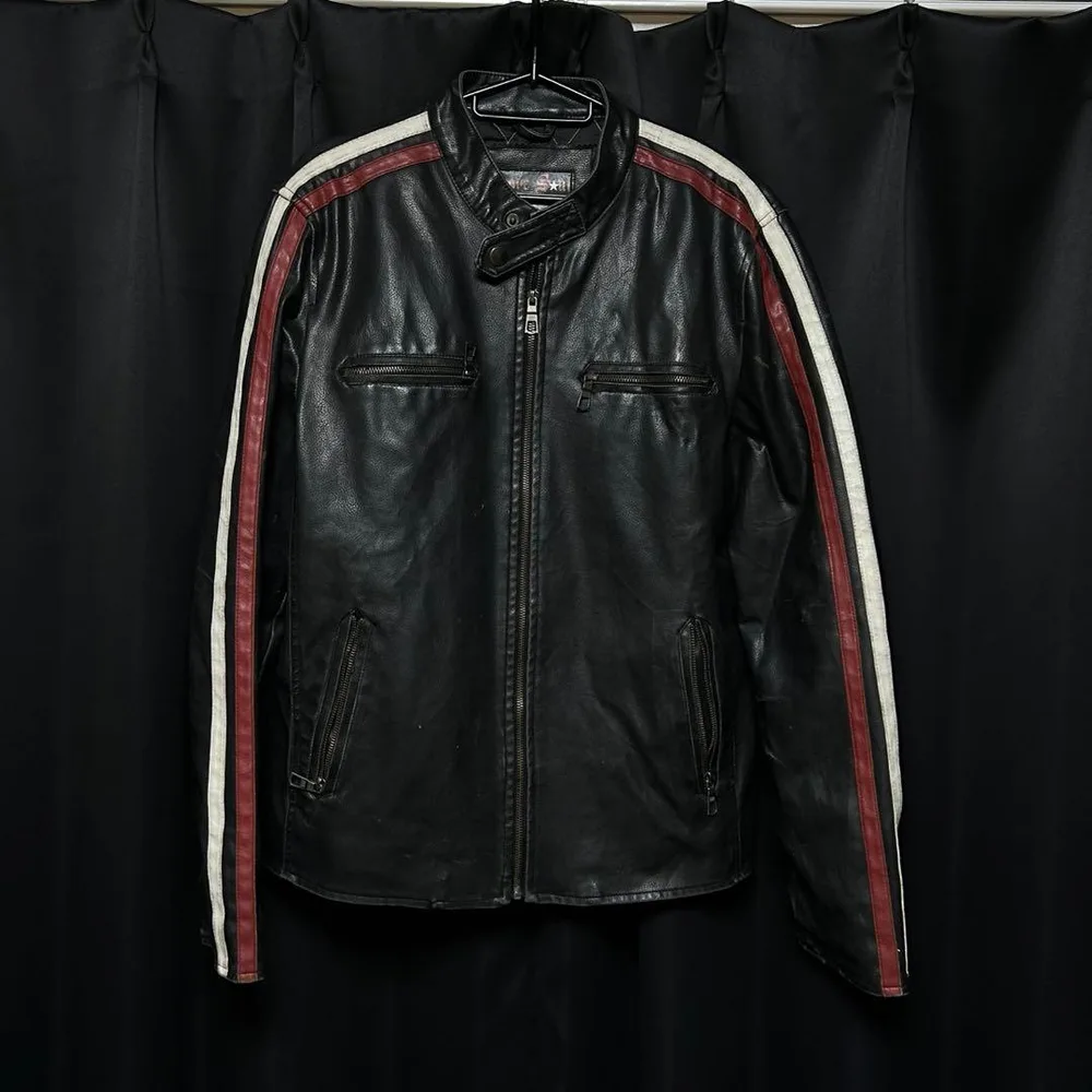 Brave Soul leather jacket archive black