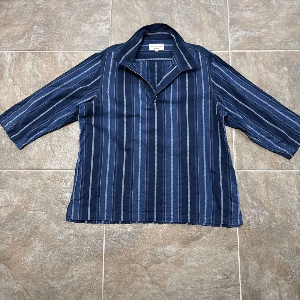 FREAK'S STORE ストライプ スキッパーシャツ ネイビー M