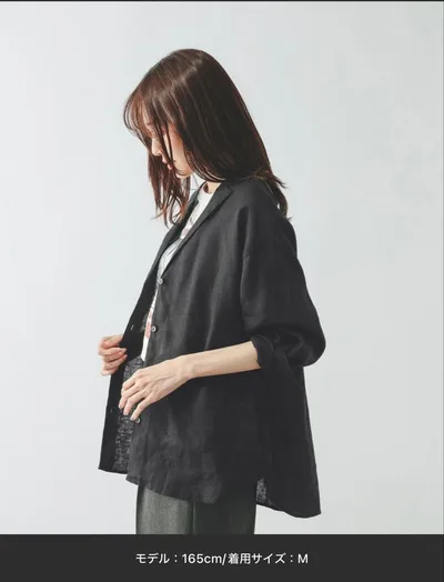 GLOBAL WORK フレンチリネンシャツジャケット ブラック M