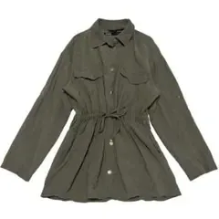 ZARA ザラ カーキ ミリタリージャケットシャツ ウエストドローコード