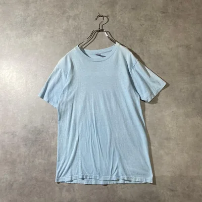90s Hanes 後染め 無地Tシャツ シングルステッチ L 水色