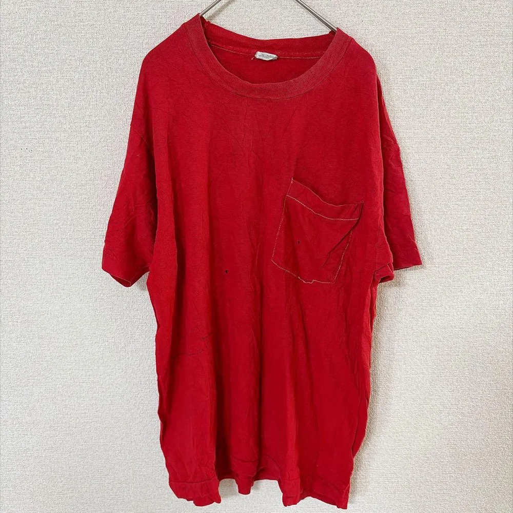 フルーツオブザルーム 半袖Tシャツ クルーネック 半袖 無地 L 赤 綿