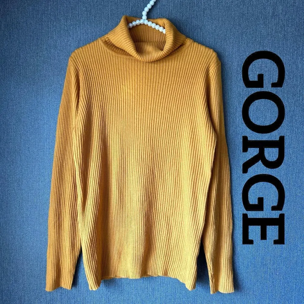 GORGE マスタードリブ編みタートルネックセーター ゴージ