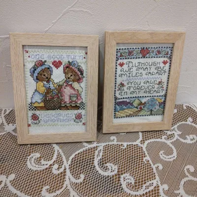 クロスステッチ 刺繍 ハンドメイド 額縁入り 2点セット