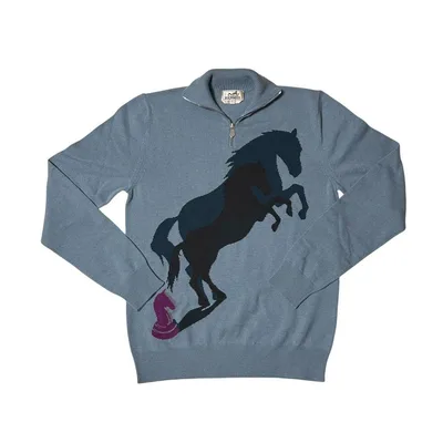 【新品タグ付き】HERMES ハーフジップ ニット ホースモチーフ