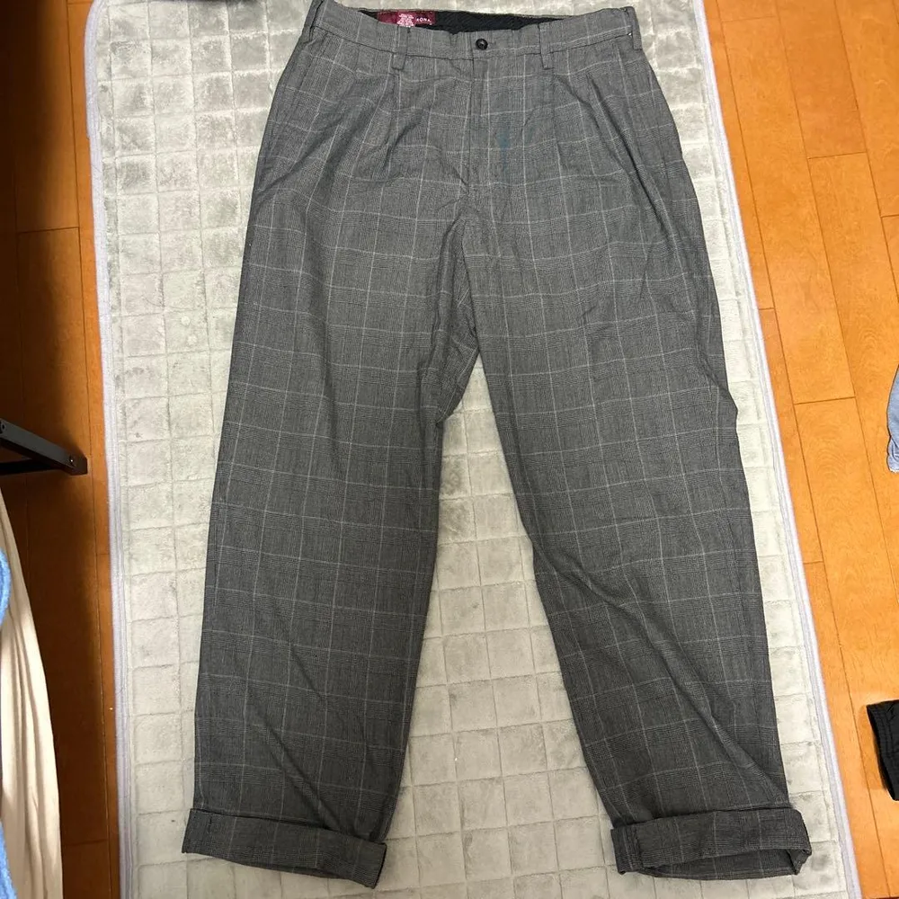 MERONA メンズ スラックス チェック柄 グレー