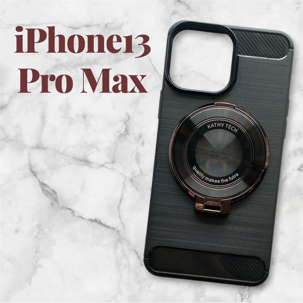 【一部訳あり】 iPhone 13 ProMax ケース リング付 ブラック 黒