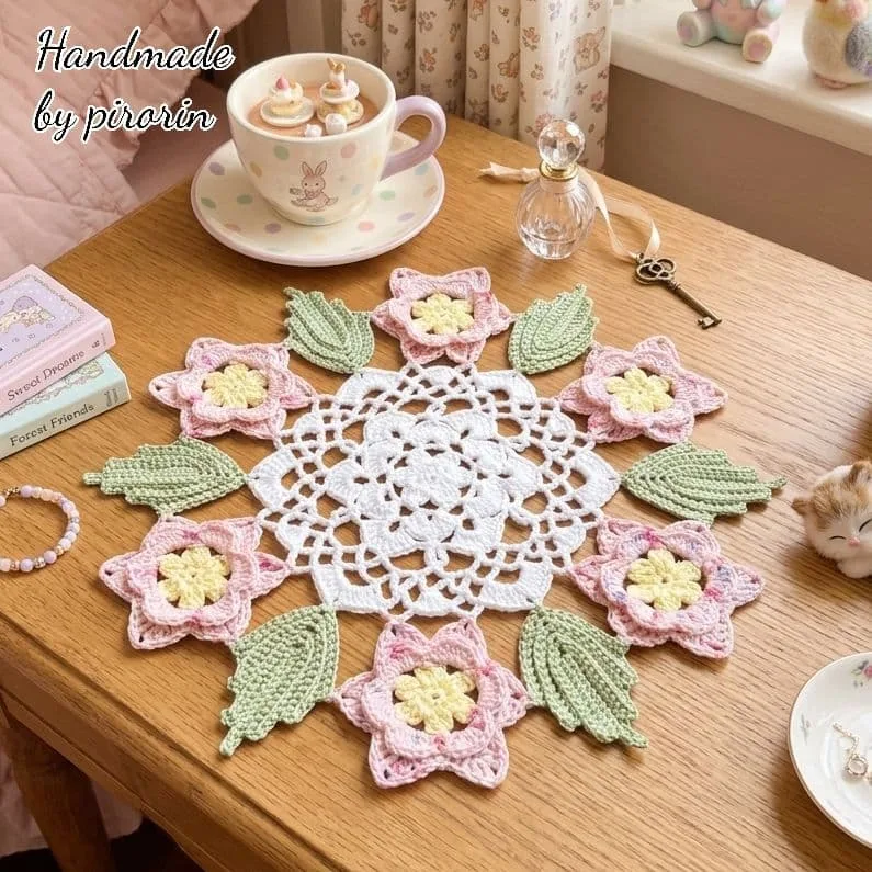 ドイリー レース編み ハンドメイド 小さな花園