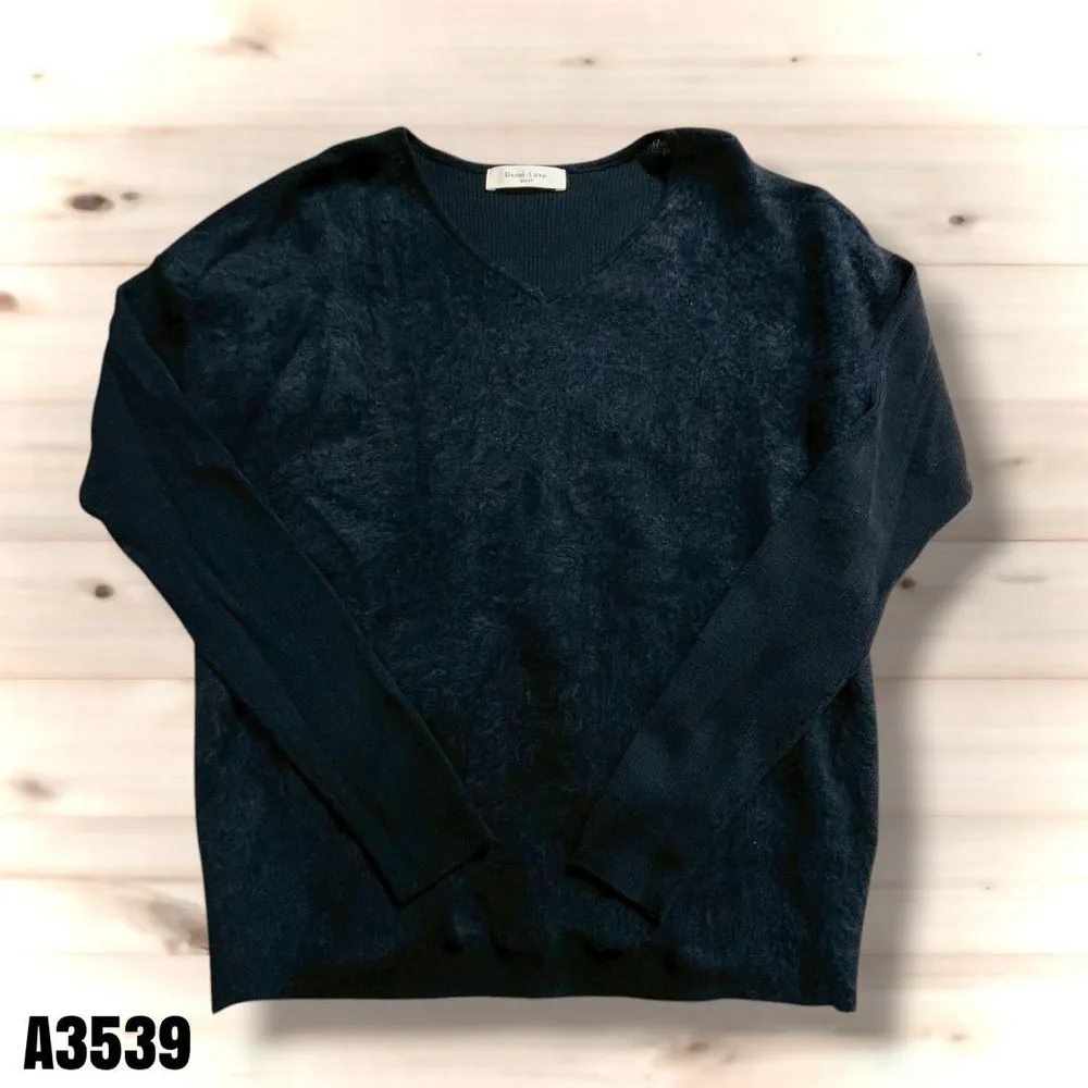 Demi-Luxe Beams 長袖ニット セーター ネイビー A3539