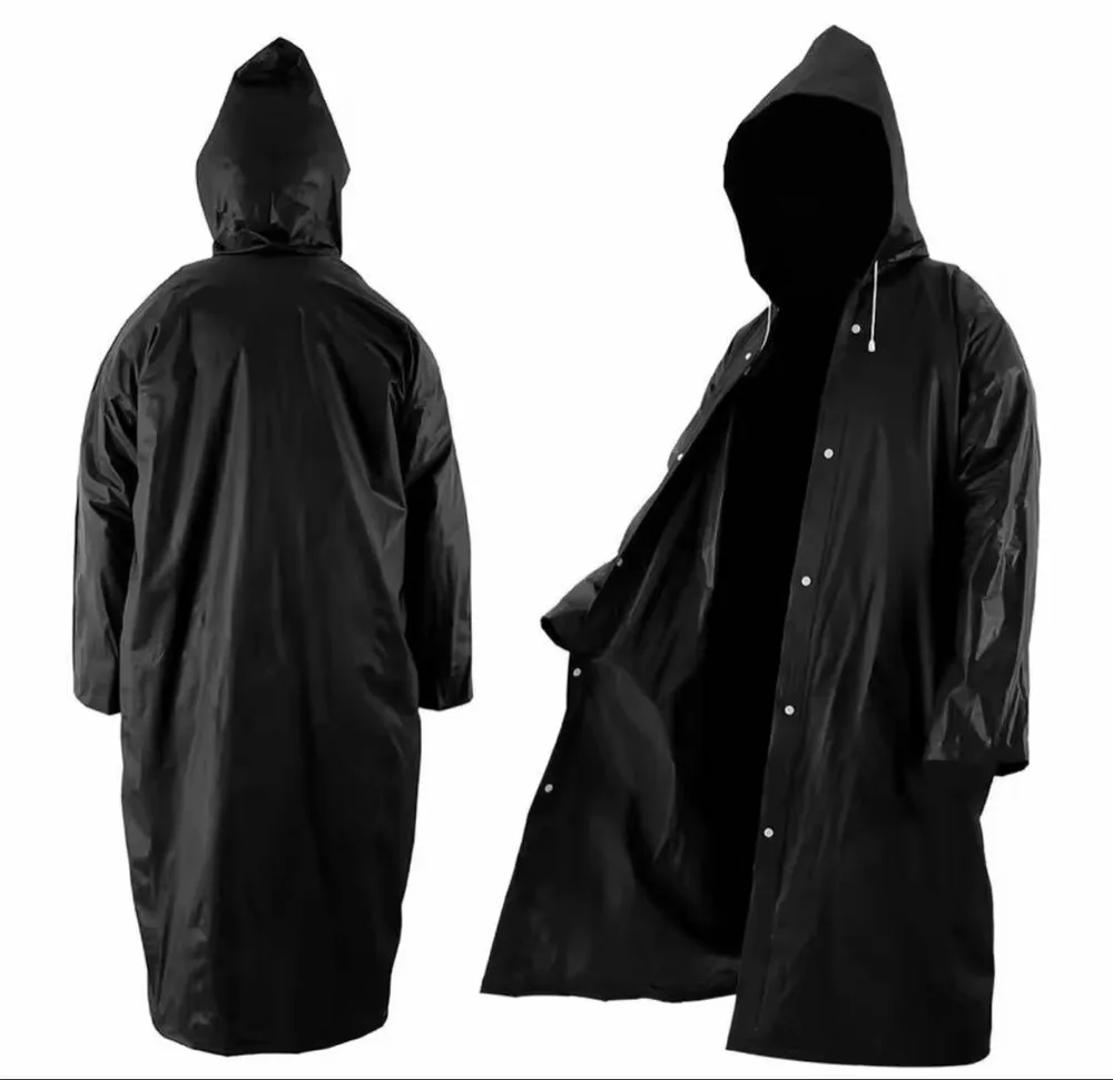 B.レインコート ブラック 無地 シンプル 雨具 黒 ブラック(Black)