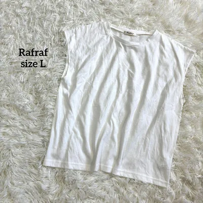 ラフラフ Tシャツ ホワイト ノースリーブ コットン シンプル 無地 a3267
