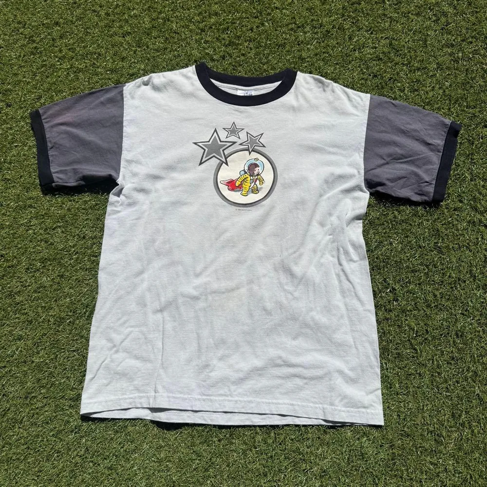 041 90s Curious George Space Ringer Tee