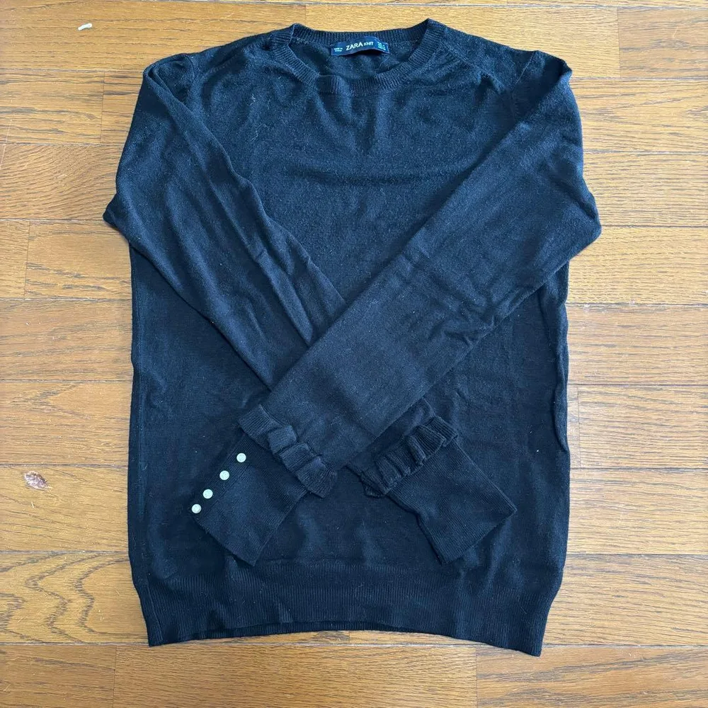 ZARA ザラ パールフリル袖ニット ブラック Mサイズ