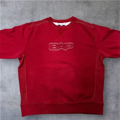 希少 80s Old GAP ロゴ刺繍 スウェット レッド L