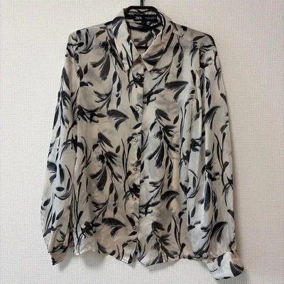 ZARA 長袖シャツ ボタニカル柄 シアー素材