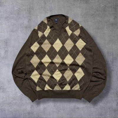 オールドキャップold Gap vintage古着アーガイル柄ニットセーター M