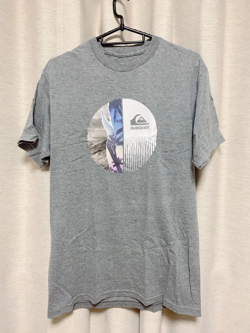 プリントTシャツ QUIKSILVER サーフ系 グレー M 半袖 古着