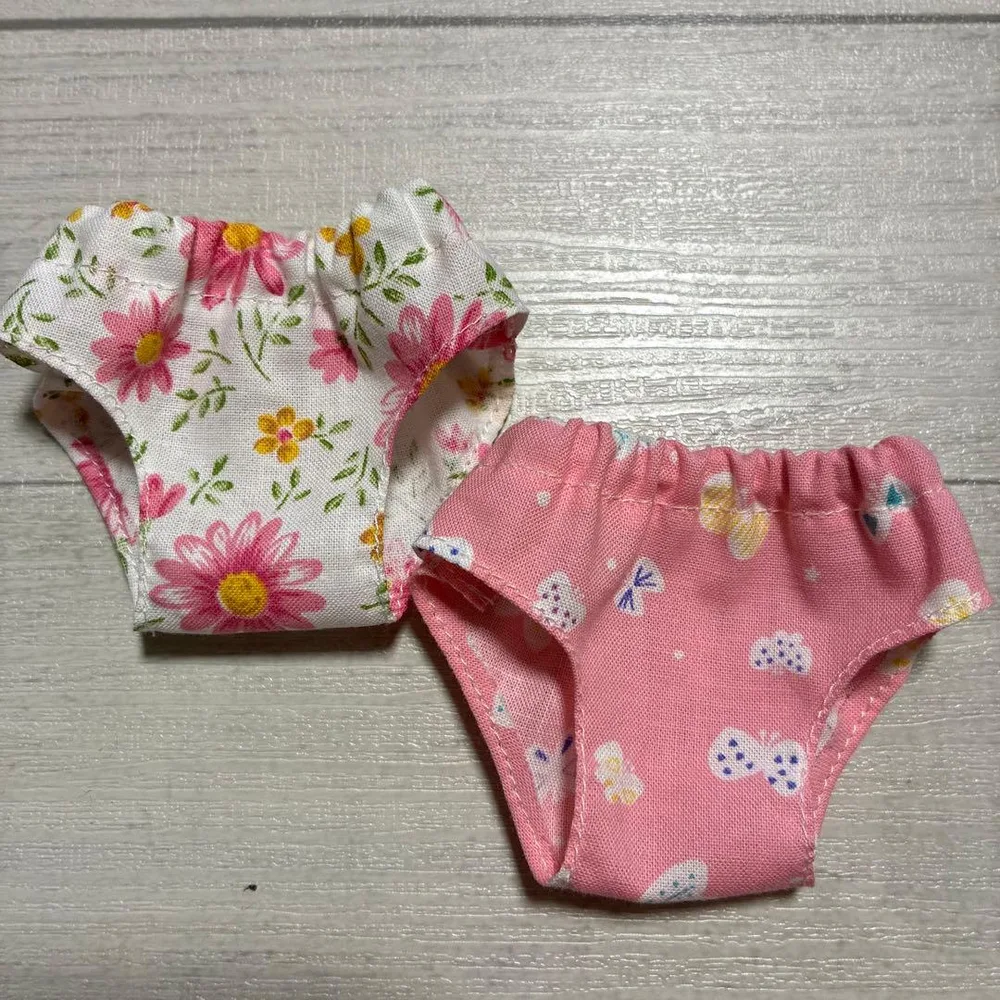 メルちゃんハンドメイドパンツ2枚セット 花柄.ちょうちょ柄(ピンク)