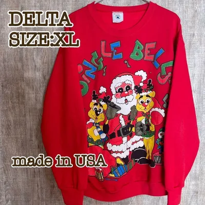 DELTA fifty-fifty 90s 古着 スウェット 赤 USA製 XL