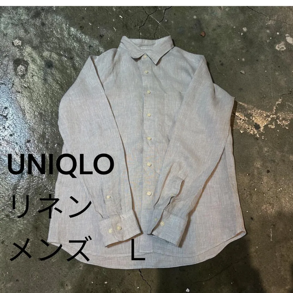 UNIQLO リネンシャツ 長袖 グレー Lサイズ