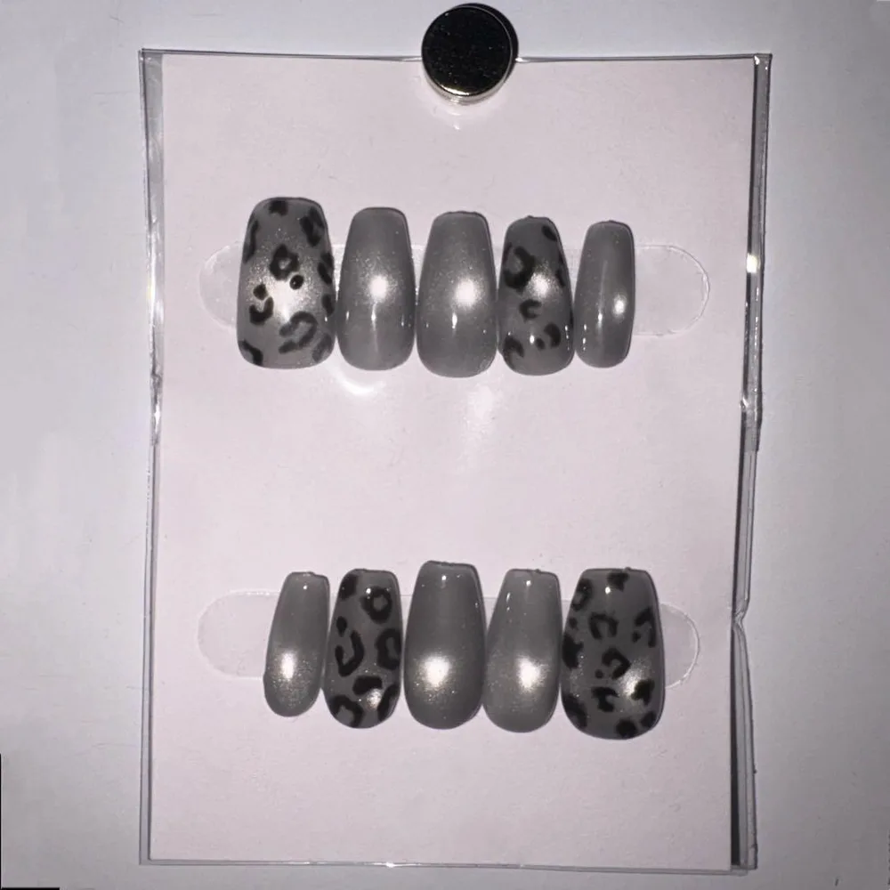 グレー ヒョウ柄 マグネット ネイルチップセット