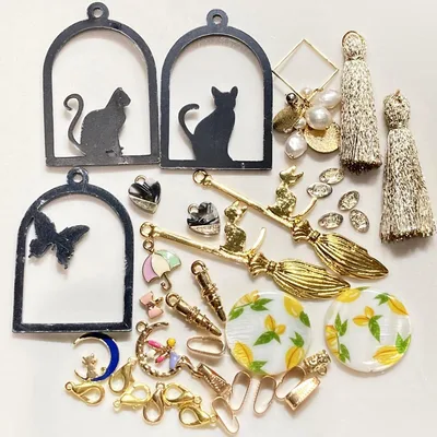 258 チャーム 空枠 猫 タッセル 淡水パール シェル バチカン まとめ売り