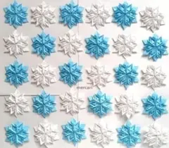 折り紙 ハンドメイド 冬 壁面装飾 雪の結晶 スノーフレーク 30個