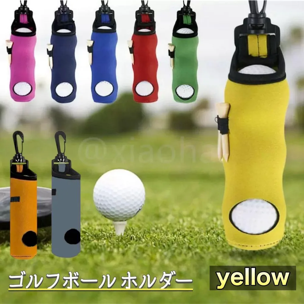 【イエロー】ゴルフボールホルダー ゴルフボールケース キャリー ゴルフバック
