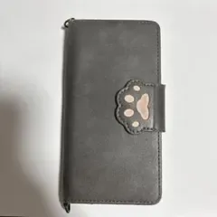 iPhone15 ケース 手帳型 ねこ 肉球 ミラー付き