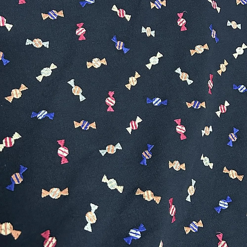 刺繍生地 コットンリネン 綿麻 幅約140cm 1mカット キャンディ柄