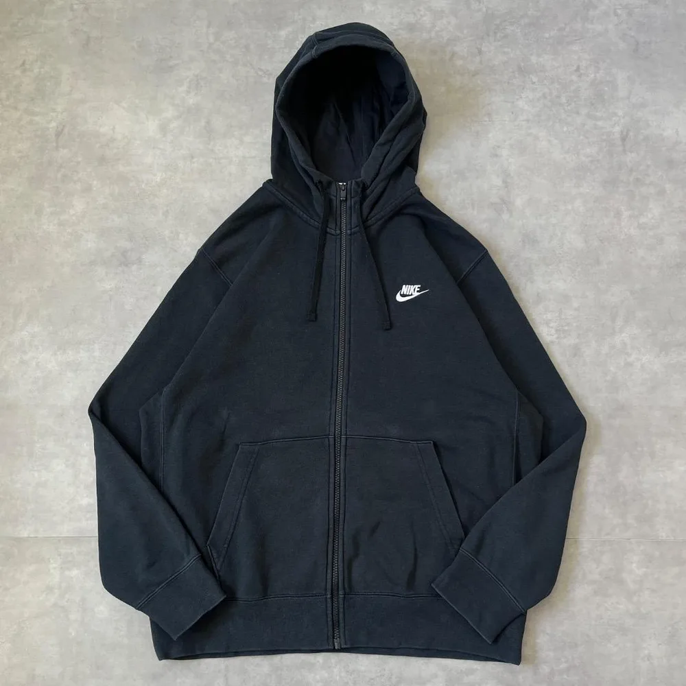 NIKE ナイキ ジップ パーカー 古着 ロゴ 刺繍 XL 黒 白 17964