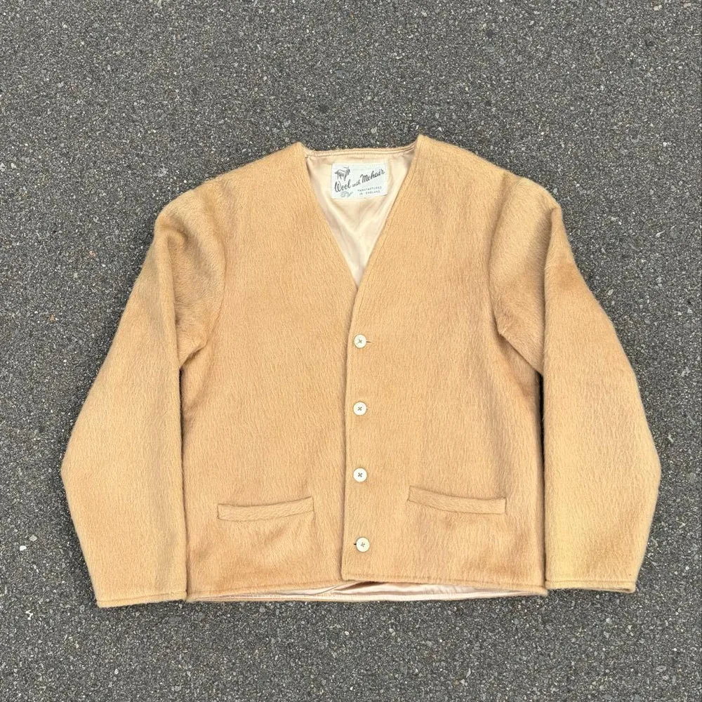 【Special】60s モヘアカーディガン 裏地サテン 短丈ボックス 毛足長