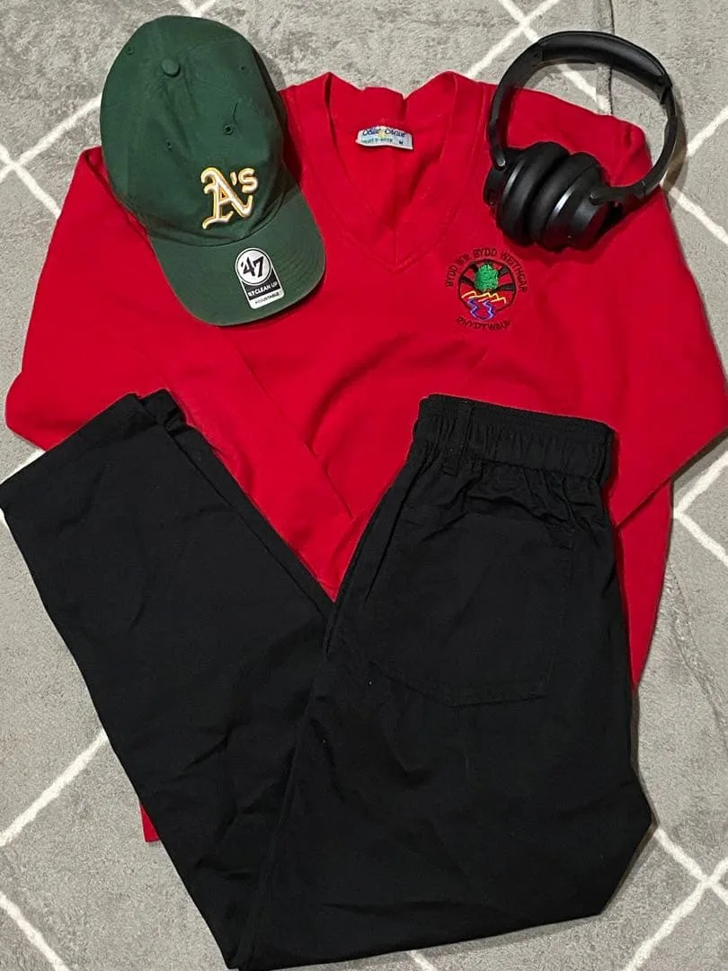 c-boy style スウェット赤✖️シェフパンツ 古着 アメカジ