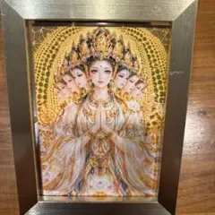 開運現代アート仏画現代画美人画十一面観音菩薩 アートフレーム ゴールド新作202