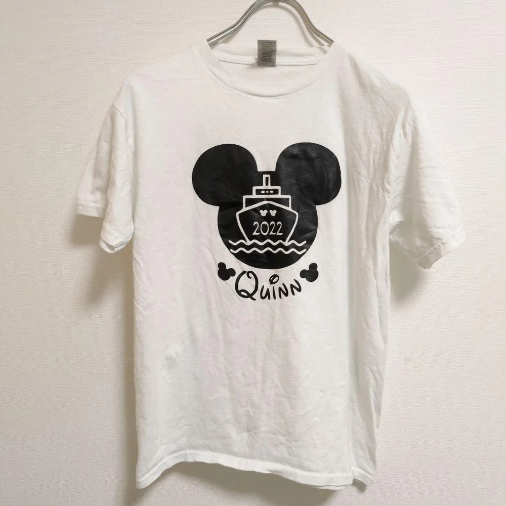 ギルダン Tシャツ クルーネック クルー半袖 ディズニー M 白 綿 クルーズ